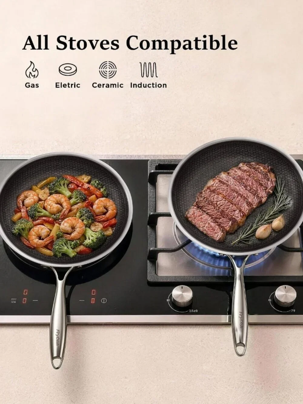 8-Inch Nonstick Frying Pan - Dishwasher & Oven Safe, Induction Ready, Stay-Cool
